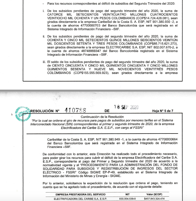 Información tomada de la Resolución 410788 del 18 de septiembre de 2020 del Ministerio de Minas y Energía. 