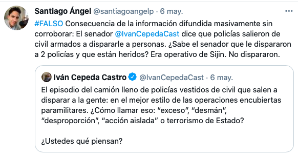 Tuit Santiago Ángel 6 de mayo