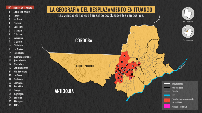 Mapa veredas Ituango - #LaPazDesplazada