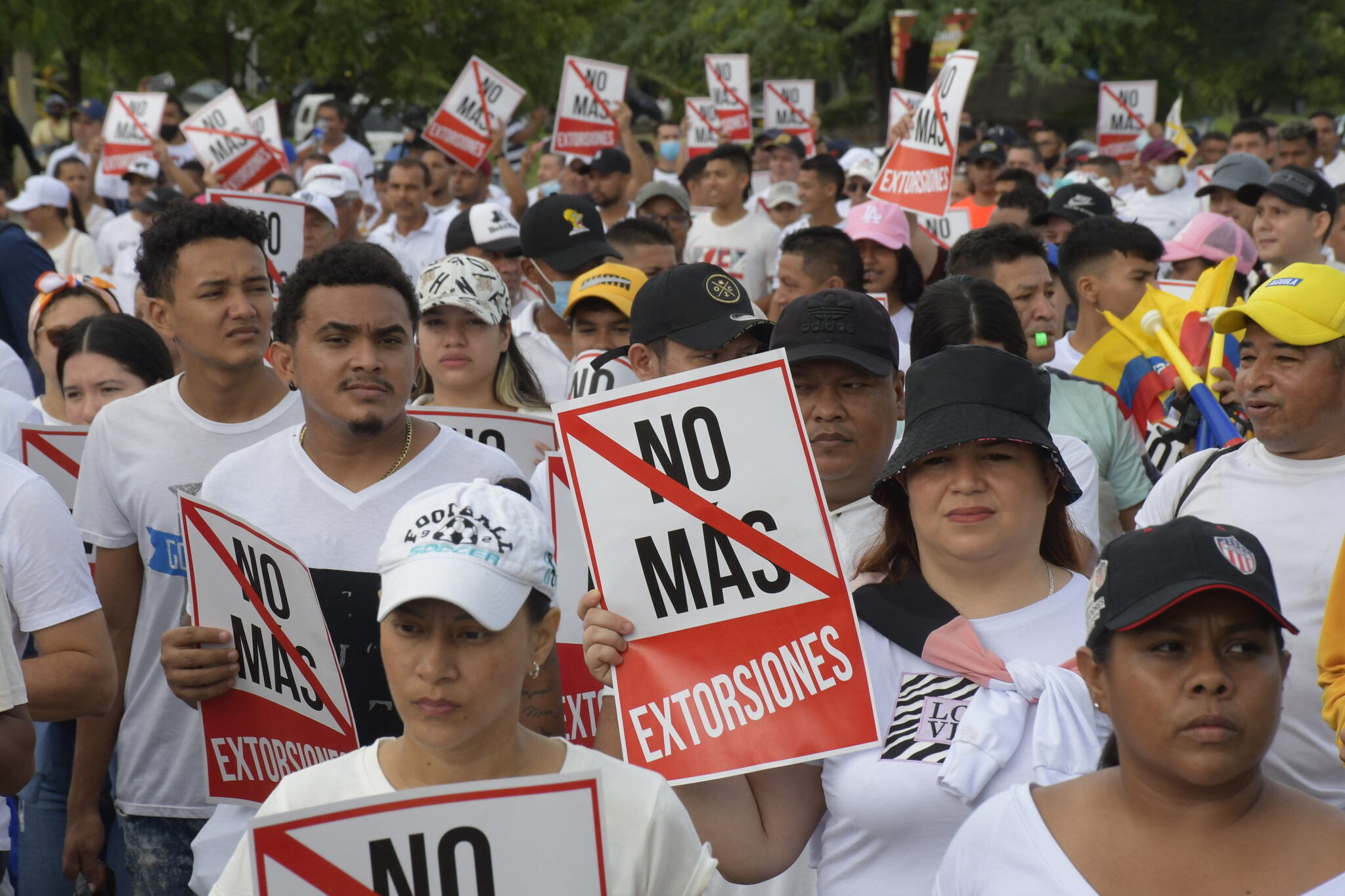 El 7 de septiembre de 2022, la agremiación Comerciantes Unidos por Soledad lideró una marcha multitudinaria contra las extorsiones. Foto: La Liga Contra el Silencio.