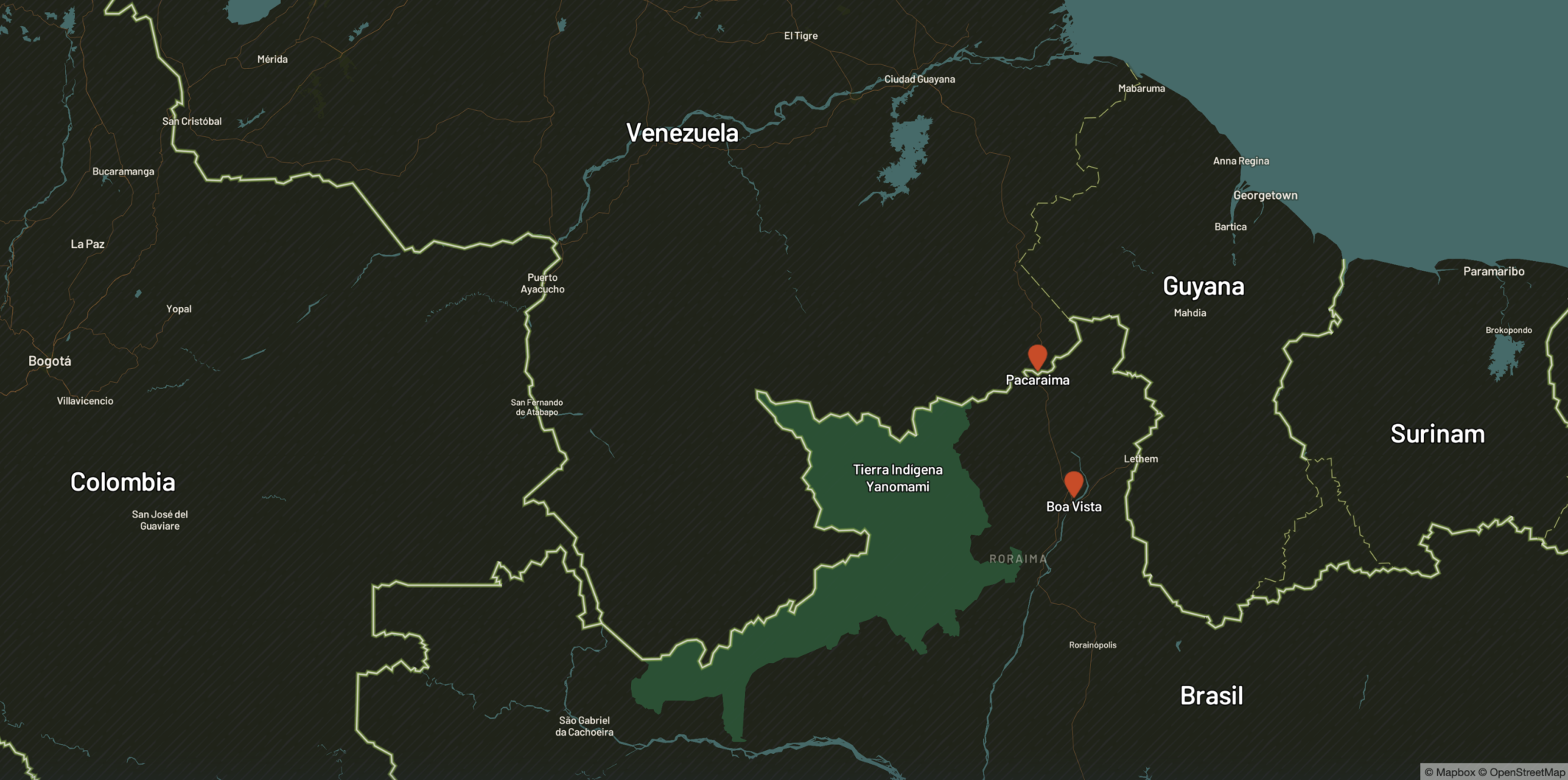 Mapa Venezuela Brasil