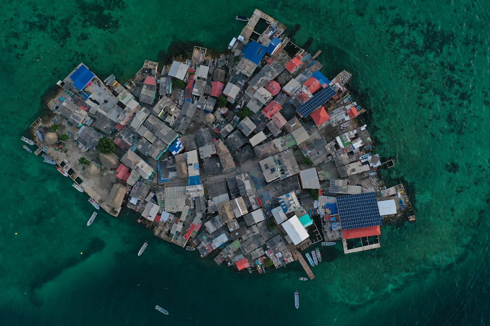 Santa Cruz del Islote es una isla artificial construida con coral, piedra y concreto en una zona baja del mar. Foto: IPSE.