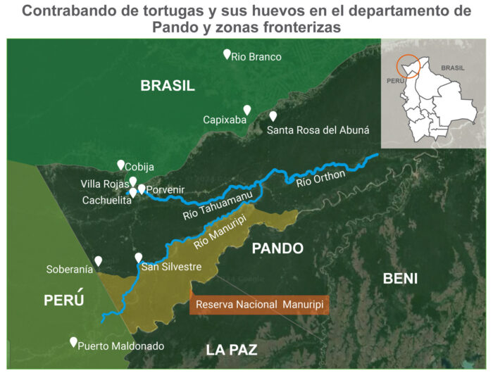 Mapa Bolivia y fronteras huevos peta de río