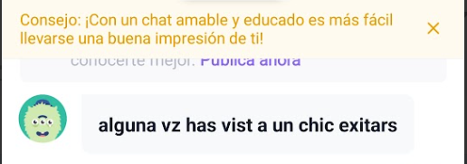 Mensajes recibidos a través de la aplicación por un perfil falso que simulaba ser una persona menor de edad. ESCNNA digital.