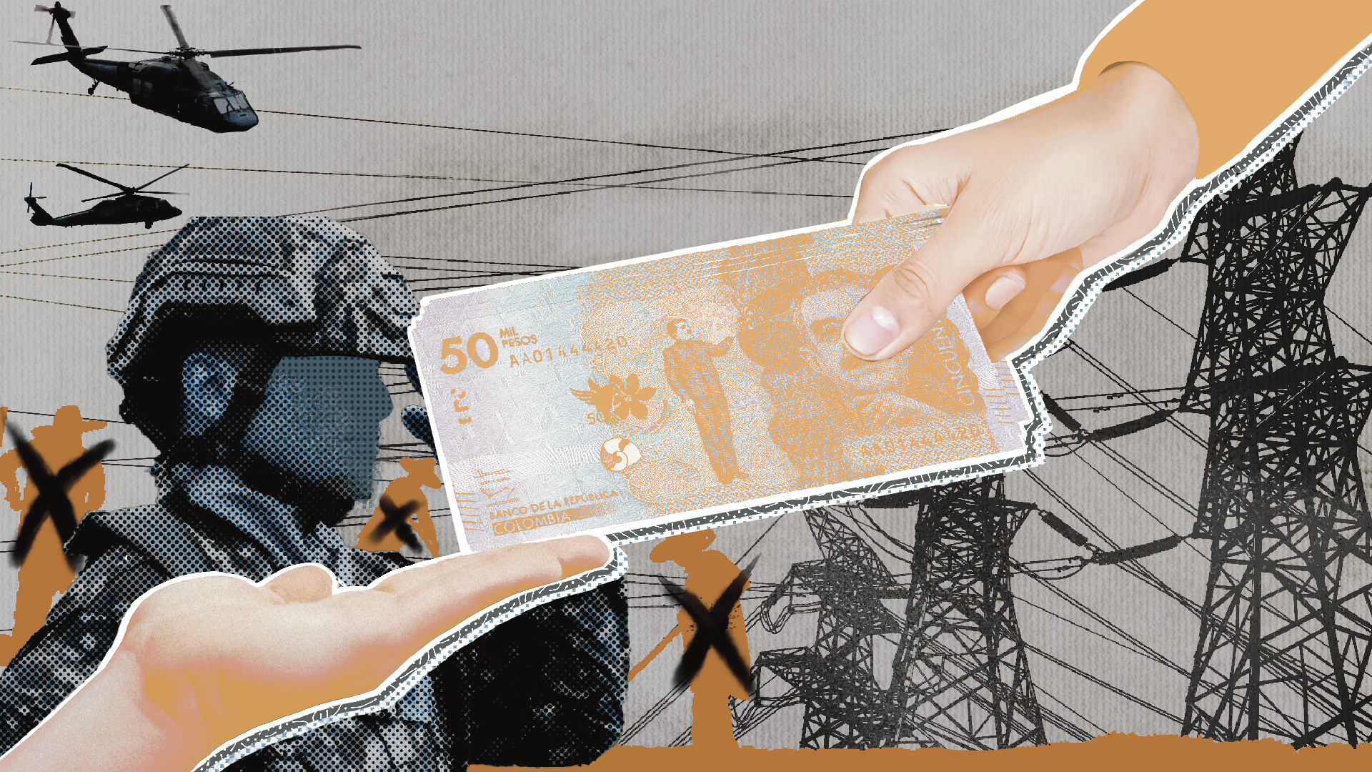 Portada energía ejército y falsos positivos_Ilustración Lucía Mage