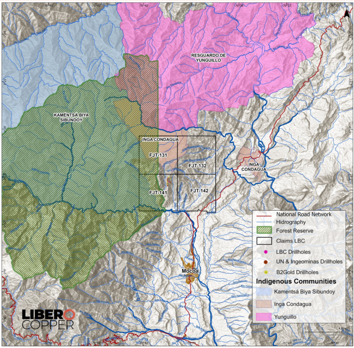 Mapa de la zona de influencia del proyecto de Libero Cobre